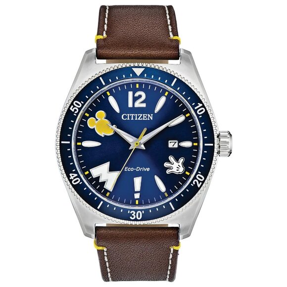 Citizen Men's Disney Mickey Sport Calendar Eco-Drive Brown Watch 43MM AW1599-00W - Picture 1 of 4